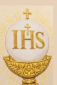 Dwustronna chorągiew procesyjna z Najświętszym Sercem Jezusa i kielichem IHS - 80 x 130 cm - CHD/002 - HAF CHD/002/09-05/109 80*130 - Dewocjonalia P.H. Jakóbczak - Katolicki sklep liturgiczny i hurtownia