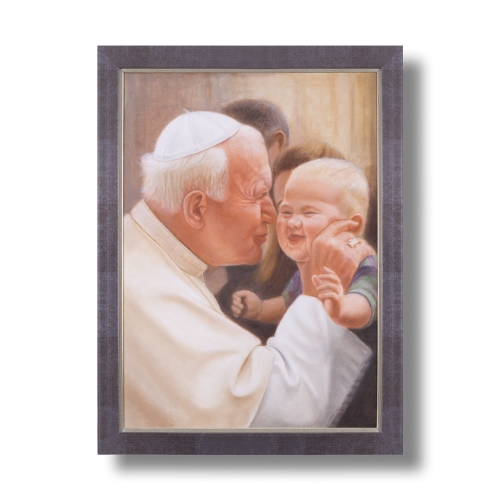 9b4454e6def2da53d6f26651cd7edd69.jpg Św. Jan Paweł II - ręcznie malowany obraz - rama