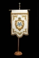 Dwustronna chorągiew maryjna z Niepokalanym Sercem i monogramem - 80 x 130 cm - CHD/003 - HAF CHD/003/05/109 80*130 - Dewocjonalia P.H. Jakóbczak - Katolicki sklep liturgiczny i hurtownia