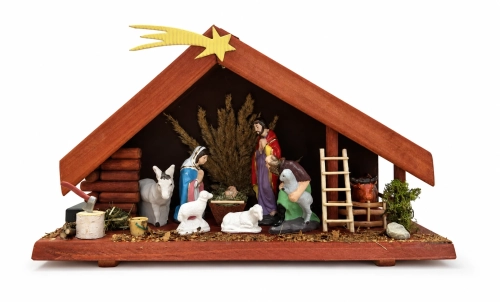 Szopka bożonarodzeniowa z figurkami i podświetleniem (średnia) - JJ SZ-średnia - Dewocjonalia P.H. Jakóbczak - Katolicki sklep liturgiczny i hurtownia