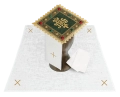 Zielony aksamitny komplet bielizny kielichowej z haftem IHS - S-5567-C1 - HAF S-5567-C1 - Dewocjonalia P.H. Jakóbczak - Katolicki sklep liturgiczny i hurtownia