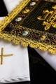 Czarny aksamitny komplet bielizny kielichowej z haftem IHS - S-5567-C6 - HAF S-5567-C6 - Dewocjonalia P.H. Jakóbczak - Katolicki sklep liturgiczny i hurtownia