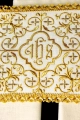 Biały lniany komplet bielizny kielichowej z haftem IHS i krzyżem - S-5011 - HAF S-5011 - Dewocjonalia P.H. Jakóbczak - Katolicki sklep liturgiczny i hurtownia