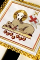 Biały lniany komplet bielizny kielichowej z haftem Baranka Bożego - S-5015 - HAF S-5015 - Dewocjonalia P.H. Jakóbczak - Katolicki sklep liturgiczny i hurtownia