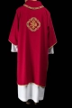 Dalmatyka czerwona z haftem IHS i kołnierzem typu golf - S-1073-02-70-D - HAF S-1073-02-70-D - Dewocjonalia P.H. Jakóbczak - Katolicki sklep liturgiczny i hurtownia