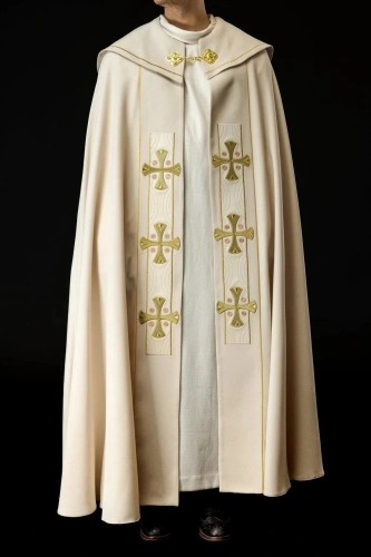 Kapa liturgiczna ecru z haftowanymi krzyżami - S-3068-05-70 - HAF S-3068-05-70 - Dewocjonalia P.H. Jakóbczak - Katolicki sklep liturgiczny i hurtownia