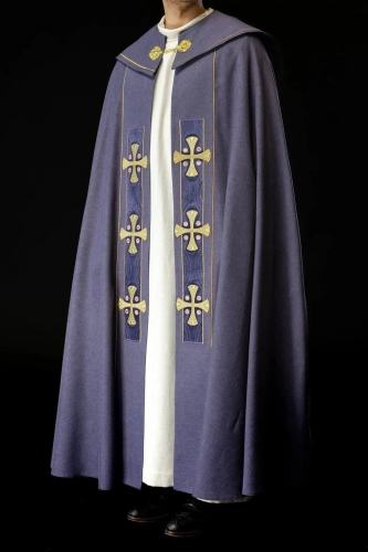 Kapa liturgiczna fioletowa z haftowanymi krzyżami - S-3068-03-70 - HAF S-3068-03-70 - Dewocjonalia P.H. Jakóbczak - Katolicki sklep liturgiczny i hurtownia