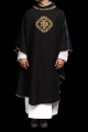 Ornat czarny z haftowanym pasem z monogramem IHS - S-7073-07-70 - HAF S-7073-07-70 - Dewocjonalia P.H. Jakóbczak - Katolicki sklep liturgiczny i hurtownia
