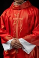 Ornat czerwony z haftem kłosów zboża i krzyża - S-7052-02-54 - HAF S-7052-02-54 - Dewocjonalia P.H. Jakóbczak - Katolicki sklep liturgiczny i hurtownia