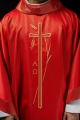 Ornat czerwony z haftem kłosów zboża i krzyża - S-7052-02-54 - HAF S-7052-02-54 - Dewocjonalia P.H. Jakóbczak - Katolicki sklep liturgiczny i hurtownia