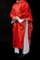Ornat czerwony z haftem kłosów zboża i krzyża - S-7052-02-54 - HAF S-7052-02-54 - Dewocjonalia P.H. Jakóbczak - Katolicki sklep liturgiczny i hurtownia