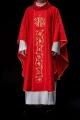 Ornat czerwony z haftowanym pasem z monogramem IHS - S-7059-02-67 - HAF S-7059-02-67 - Dewocjonalia P.H. Jakóbczak - Katolicki sklep liturgiczny i hurtownia