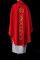 Ornat czerwony z haftowanym pasem z monogramem IHS - S-7059-02-67 - HAF S-7059-02-67 - Dewocjonalia P.H. Jakóbczak - Katolicki sklep liturgiczny i hurtownia