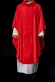 Ornat czerwony z haftowanym pasem z motywem krzyża - S-7060-02-53 - HAF S-7060-02-53 - Dewocjonalia P.H. Jakóbczak - Katolicki sklep liturgiczny i hurtownia