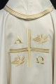 Ornat ecru z haftem symboli Alfa i Omega, kłosów zboża i krzyża - S-7053-05-54 - HAF S-7053-05-54 - Dewocjonalia P.H. Jakóbczak - Katolicki sklep liturgiczny i hurtownia