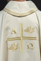 Ornat ecru z haftem symboli Alfa i Omega, kłosów zboża i krzyża - S-7053-05-54 - HAF S-7053-05-54 - Dewocjonalia P.H. Jakóbczak - Katolicki sklep liturgiczny i hurtownia