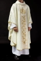 Ornat ecru z haftowanym pasem z monogramem IHS - S-7059-05-67 - HAF S-7059-05-67 - Dewocjonalia P.H. Jakóbczak - Katolicki sklep liturgiczny i hurtownia