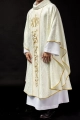 Ornat ecru z haftowanym pasem z monogramem IHS - S-7059-05-67 - HAF S-7059-05-67 - Dewocjonalia P.H. Jakóbczak - Katolicki sklep liturgiczny i hurtownia