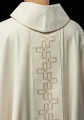 Ornat ecru z haftowanym pasem z motywem krzyża - S-7060-05-53 - HAF S-7060-05-53 - Dewocjonalia P.H. Jakóbczak - Katolicki sklep liturgiczny i hurtownia