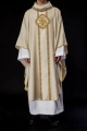 Ornat ecru z haftowanym pasem z monogramem IHS - S-7067-05-70 - HAF S-7067-05-70 - Dewocjonalia P.H. Jakóbczak - Katolicki sklep liturgiczny i hurtownia