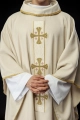 Ornat ecru z haftowanymi krzyżami - S-7068-05-70 - HAF S-7068-05-70 - Dewocjonalia P.H. Jakóbczak - Katolicki sklep liturgiczny i hurtownia