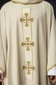 Ornat ecru z haftowanymi krzyżami - S-7068-05-70 - HAF S-7068-05-70 - Dewocjonalia P.H. Jakóbczak - Katolicki sklep liturgiczny i hurtownia