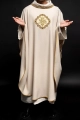 Ornat ecru z haftowanym pasem z monogramem IHS - S-7073-05-70 - HAF S-7073-05-70 - Dewocjonalia P.H. Jakóbczak - Katolicki sklep liturgiczny i hurtownia