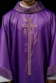 Ornat fioletowy z haftem kłosów zboża i krzyża - S-7052-03-54 - HAF S-7052-03-54 - Dewocjonalia P.H. Jakóbczak - Katolicki sklep liturgiczny i hurtownia