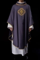 Ornat fioletowy z haftowanym pasem z monogramem IHS - S-7073-03-70 - HAF S-7073-03-70 - Dewocjonalia P.H. Jakóbczak - Katolicki sklep liturgiczny i hurtownia