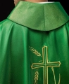Ornat zielony z haftem kłosów zboża i krzyża - S-7052-01-54 - HAF S-7052-01-54 - Dewocjonalia P.H. Jakóbczak - Katolicki sklep liturgiczny i hurtownia