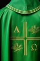 Ornat zielony z haftem symboli Alfa i Omega, kłosów zboża i krzyża - S-7053-01-54 - HAF S-7053-01-54 - Dewocjonalia P.H. Jakóbczak - Katolicki sklep liturgiczny i hurtownia