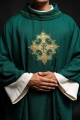 Ornat zielony z haftowanym krzyżem - S-7065-01-70 - HAF S-7065-01-70 - Dewocjonalia P.H. Jakóbczak - Katolicki sklep liturgiczny i hurtownia