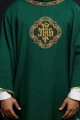Ornat zielony z haftowanym pasem z monogramem IHS - S-7073-01-70 - HAF S-7073-01-70 - Dewocjonalia P.H. Jakóbczak - Katolicki sklep liturgiczny i hurtownia