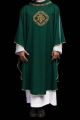 Ornat zielony z haftowanym pasem z monogramem IHS - S-7073-01-70 - HAF S-7073-01-70 - Dewocjonalia P.H. Jakóbczak - Katolicki sklep liturgiczny i hurtownia