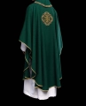Ornat zielony z haftowanym pasem z monogramem IHS - S-7073-01-70 - HAF S-7073-01-70 - Dewocjonalia P.H. Jakóbczak - Katolicki sklep liturgiczny i hurtownia