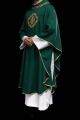 Ornat zielony z haftowanym pasem z monogramem IHS - S-7073-01-70 - HAF S-7073-01-70 - Dewocjonalia P.H. Jakóbczak - Katolicki sklep liturgiczny i hurtownia