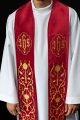 Stuła kapłańska czerwona z haftem IHS - S-2052-02-76 - HAF S-2052-02-76 - Dewocjonalia P.H. Jakóbczak - Katolicki sklep liturgiczny i hurtownia