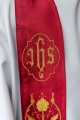 Stuła kapłańska czerwona z haftem IHS - S-2052-02-76 - HAF S-2052-02-76 - Dewocjonalia P.H. Jakóbczak - Katolicki sklep liturgiczny i hurtownia
