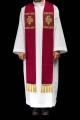Stuła kapłańska czerwona z haftem IHS - S-2067-02-70 - HAF S-2067-02-70 - Dewocjonalia P.H. Jakóbczak - Katolicki sklep liturgiczny i hurtownia