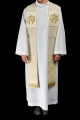 Aksamitna stuła kapłańska ecru z haftem IHS - S-2055-05-70 - HAF S-2055-05-70 - Dewocjonalia P.H. Jakóbczak - Katolicki sklep liturgiczny i hurtownia