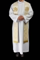 Aksamitna stuła kapłańska ecru z haftem IHS - S-2055-05-70 - HAF S-2055-05-70 - Dewocjonalia P.H. Jakóbczak - Katolicki sklep liturgiczny i hurtownia