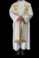 Stuła kapłańska ecru z haftem IHS - S-2067-05-70 - HAF S-2067-05-70 - Dewocjonalia P.H. Jakóbczak - Katolicki sklep liturgiczny i hurtownia