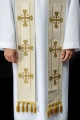Stuła kapłańska ecru z haftowanymi krzyżami - S-2068-05-70 - HAF S-2068-05-70 - Dewocjonalia P.H. Jakóbczak - Katolicki sklep liturgiczny i hurtownia