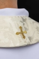 Stuła kapłańska ecru z haftem IHS - S-2075-05-88 - HAF S-2075-05-88 - Dewocjonalia P.H. Jakóbczak - Katolicki sklep liturgiczny i hurtownia