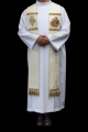Stuła kapłańska ecru z haftem IHS - S-2075-05-88 - HAF S-2075-05-88 - Dewocjonalia P.H. Jakóbczak - Katolicki sklep liturgiczny i hurtownia