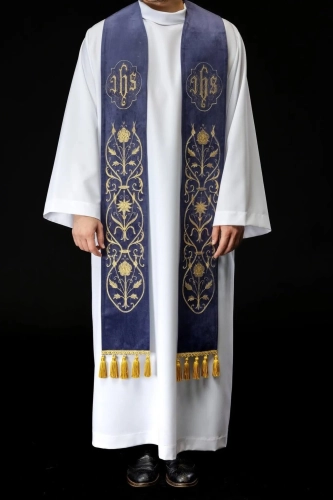 Stuła kapłańska fioletowa z haftem IHS - S-2052-03-76 - HAF S-2052-03-76 - Dewocjonalia P.H. Jakóbczak - Katolicki sklep liturgiczny i hurtownia