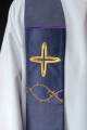 Stuła adwentowa fioletowa z haftowanymi krzyżami - S-2056-03-70 - HAF S-2056-03-70 - Dewocjonalia P.H. Jakóbczak - Katolicki sklep liturgiczny i hurtownia