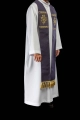 Stuła kapłańska fioletowa z haftem IHS - S-2067-03-70 - HAF S-2067-03-70 - Dewocjonalia P.H. Jakóbczak - Katolicki sklep liturgiczny i hurtownia