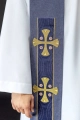 Stuła kapłańska fioletowa z haftowanymi krzyżami - S-2068-03-70 - HAF S-2068-03-70 - Dewocjonalia P.H. Jakóbczak - Katolicki sklep liturgiczny i hurtownia