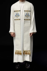 Stuła kapłańska ecru z haftem maryjnym - S-2074-05-71